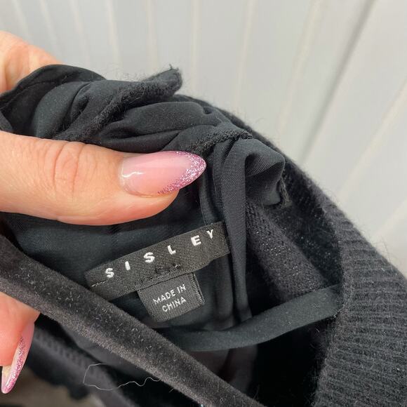 Sisley Women's Black Long Sleeve Crew Neck Button Back Detailing Sweater  XS - Picture 4 of 14